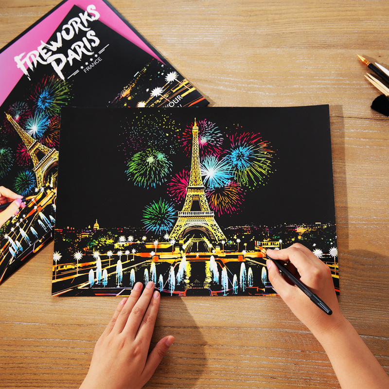 Photography New York - DIY Farbenfrohe A3 Stadtlandschaft Kratzbilder mit