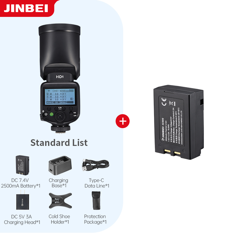 Photography Kit - JINBEI HD-1 Rundkopf-HSS-Speedlite Outdoor-Fotografie-Kamerablitzlicht Li-Ionen-Akku-Kit mit
