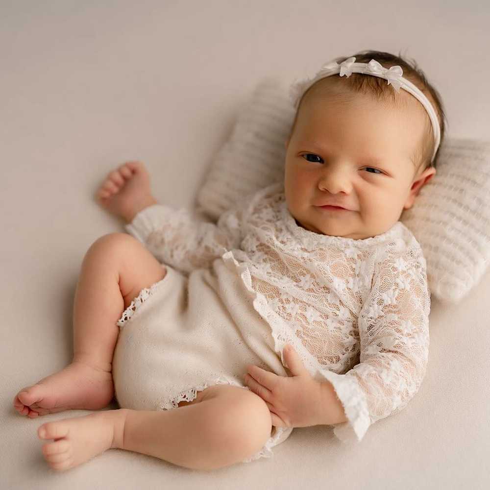 Photography Vintage Style - Neugeborenen-Fotorequisiten Weißer Spitzen-Strampler Baby-Fotografie-Outfit Fotoshooting-Kostüm Vintage