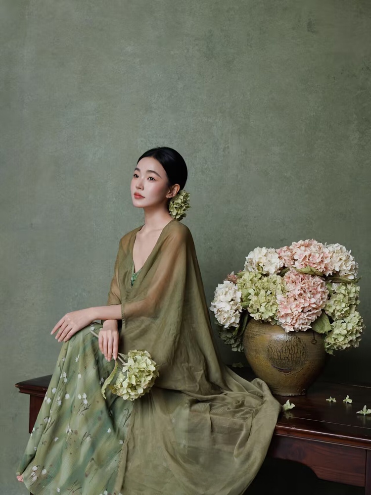 Photography Zen - 2026 Neue grüne Kunstfotografie-Kostüme im chinesischen