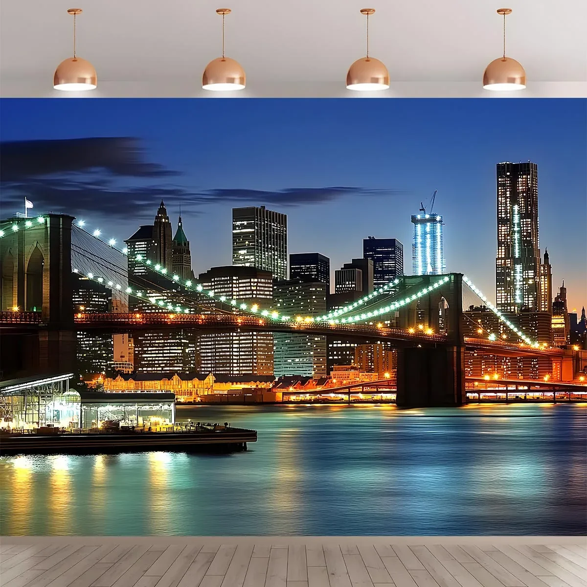 Photography New York - 1-Polyesterfaser-Hintergrund „New York City Skyline und