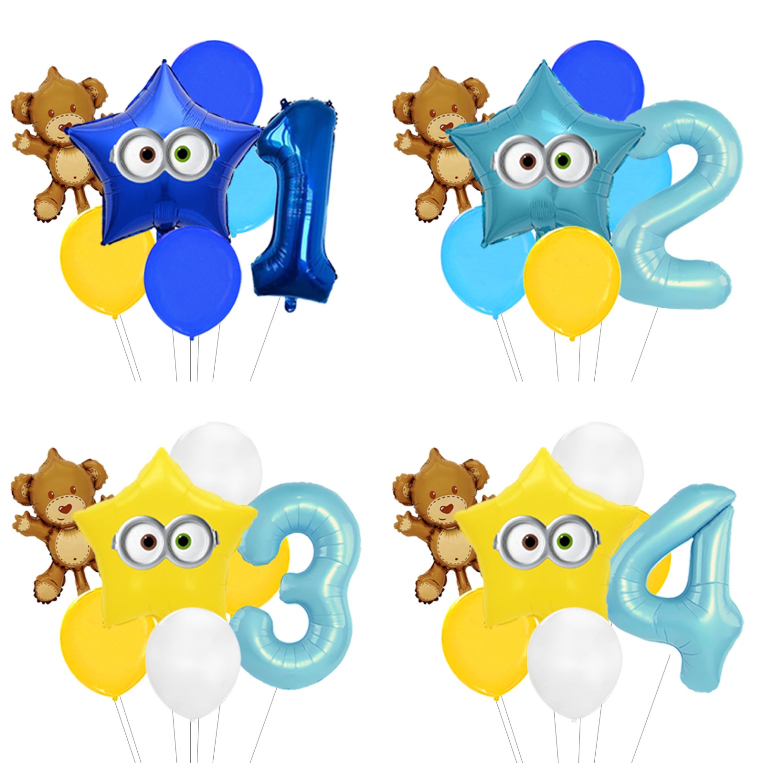 Photography Of A Man - Gelbe Bananen-Mann-Themen-Ballondekoration mit Googly-Eye-Folienballons für Kuchentisch-Fotografie-Hintergrund