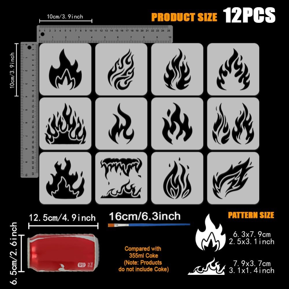 12 Stück Flammenmalerei-Schabl – Photography Technique Bewertung und Preis